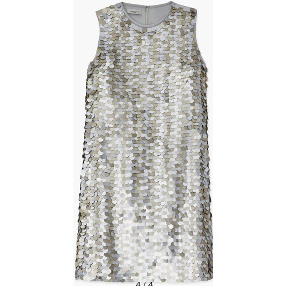 Lafayette 148 New York Paillette Sequin Shift Dress Mixed-Metal Metallic Large - Picture 5 of 16